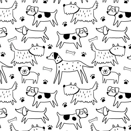 dogs, black, white, illustration, cartoon, nursery, animal, pet