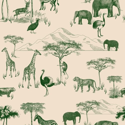 green, pink, giraffes, ostriches, elephants, zebras, monkeys, hippos, tigers, animals, trees, nature, mountains, living room, bedroom