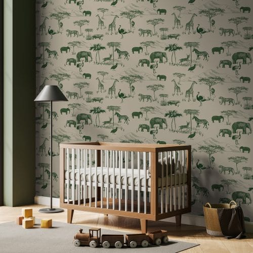 green, pink, giraffes, ostriches, elephants, zebras, monkeys, hippos, tigers, animals, trees, nature, mountains, living room, bedroom