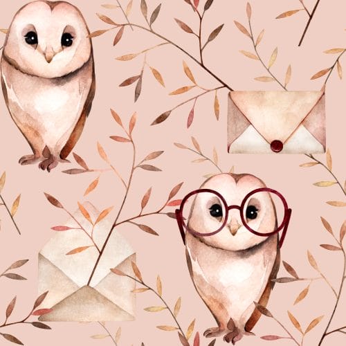 magic, pink, white, owls, animals, birds, nature, whimisical, childrens room, nursery