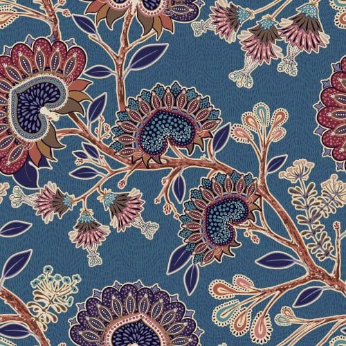 paisley, blue. flowers, living room, bedroom, leaves, branches