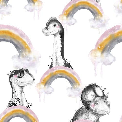 white, dinosaurs, rainbows, animals, nursery, kids room, playroom